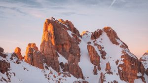 Preview wallpaper mountain, rock, snow, winter, nature, landscape