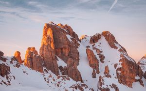Preview wallpaper mountain, rock, snow, winter, nature, landscape