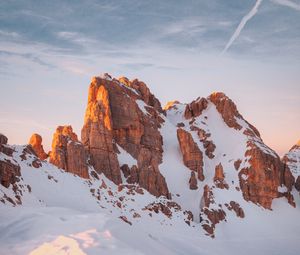 Preview wallpaper mountain, rock, snow, winter, nature, landscape