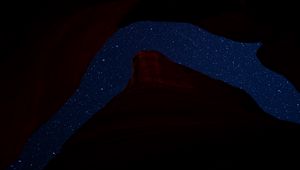 Preview wallpaper mountain, rock, starry sky, night, dark, darkness