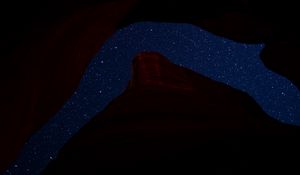 Preview wallpaper mountain, rock, starry sky, night, dark, darkness