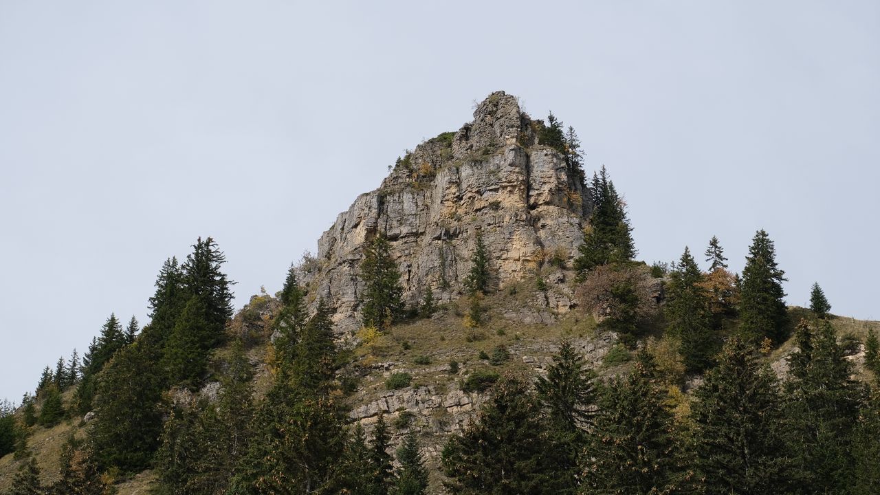 Wallpaper mountain, rock, trees, nature, landscape