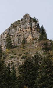 Preview wallpaper mountain, rock, trees, nature, landscape