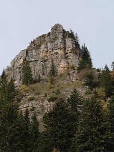 Preview wallpaper mountain, rock, trees, nature, landscape