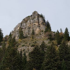 Preview wallpaper mountain, rock, trees, nature, landscape