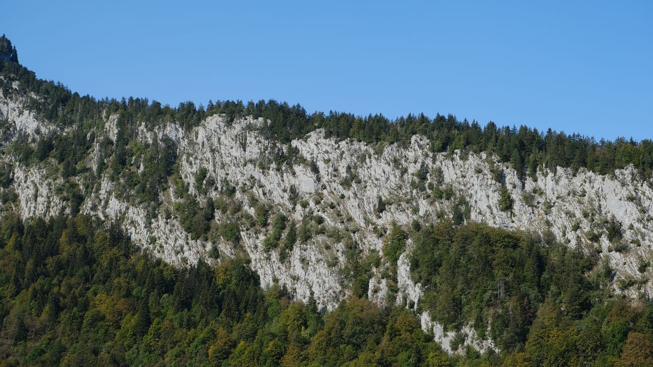 Wallpaper mountain, rock, trees, landscape