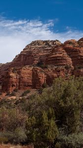 Preview wallpaper mountain, rock, trees, bushes, nature, arizona