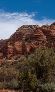 Preview wallpaper mountain, rock, trees, bushes, nature, arizona