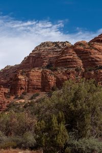 Preview wallpaper mountain, rock, trees, bushes, nature, arizona