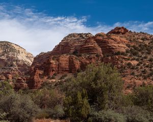 Preview wallpaper mountain, rock, trees, bushes, nature, arizona