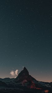 Preview wallpaper mountain, rocks, peak, starry sky, stars