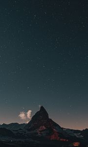 Preview wallpaper mountain, rocks, peak, starry sky, stars