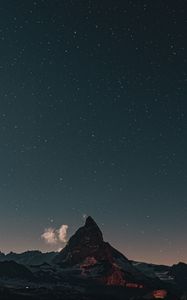 Preview wallpaper mountain, rocks, peak, starry sky, stars