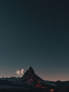 Preview wallpaper mountain, rocks, peak, starry sky, stars