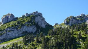 Preview wallpaper mountain, rocks, trees, nature