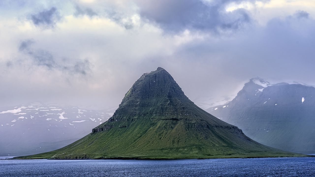 Wallpaper mountain, sea, fog, nature