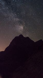 Preview wallpaper mountain, silhouette, milky way, night, stars