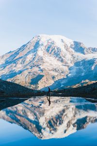 Preview wallpaper mountain, silhouette, reflection, sky, solitude