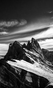 Preview wallpaper mountain, sky, bw, peak, italy