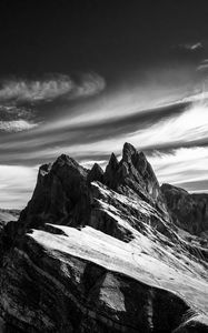 Preview wallpaper mountain, sky, bw, peak, italy