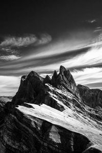 Preview wallpaper mountain, sky, bw, peak, italy