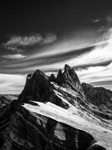 Preview wallpaper mountain, sky, bw, peak, italy