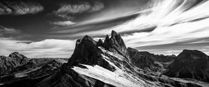 Preview wallpaper mountain, sky, bw, peak, italy