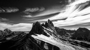 Preview wallpaper mountain, sky, bw, peak, italy