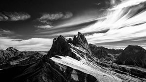 Preview wallpaper mountain, sky, bw, peak, italy