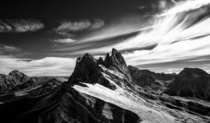 Preview wallpaper mountain, sky, bw, peak, italy