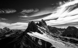 Preview wallpaper mountain, sky, bw, peak, italy