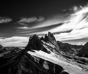 Preview wallpaper mountain, sky, bw, peak, italy