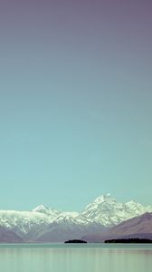 Preview wallpaper mountain, sky, lake, peaks, snow
