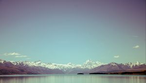 Preview wallpaper mountain, sky, lake, peaks, snow