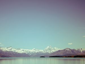 Preview wallpaper mountain, sky, lake, peaks, snow