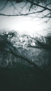 Preview wallpaper mountain, slope, fog, trees, snow