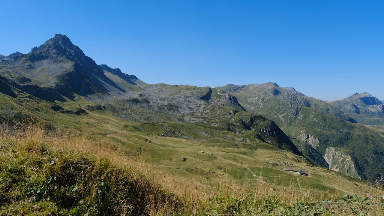 Wallpaper mountain, slope, grass, landscape