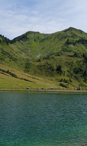 Preview wallpaper mountain, slope, landscape, lake