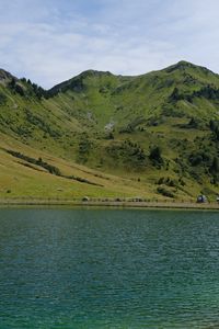 Preview wallpaper mountain, slope, landscape, lake