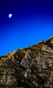 Preview wallpaper mountain, slope, moon, sky, nature