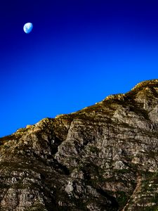 Preview wallpaper mountain, slope, moon, sky, nature