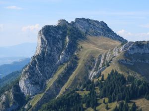 Preview wallpaper mountain, slope, rock, trees, relief