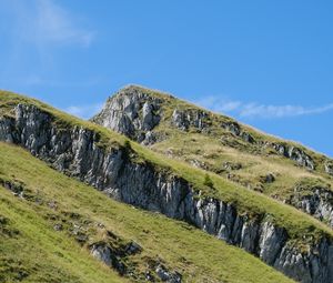 Preview wallpaper mountain, slope, rocks, grass, nature