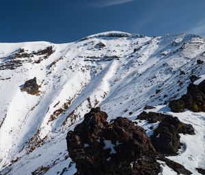 Preview wallpaper mountain, slope, snow, relief, landscape, white