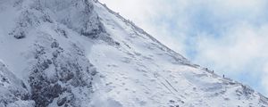 Preview wallpaper mountain, slope, snow, people, aerial view