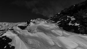 Preview wallpaper mountain, slope, snow, bw
