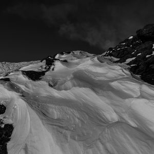 Preview wallpaper mountain, slope, snow, bw