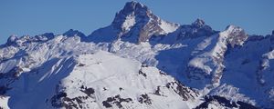 Preview wallpaper mountain, slope, snow, shadows, nature