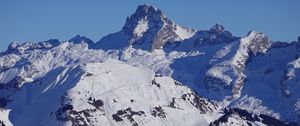 Preview wallpaper mountain, slope, snow, shadows, nature