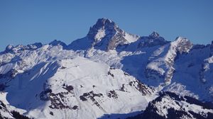 Preview wallpaper mountain, slope, snow, shadows, nature